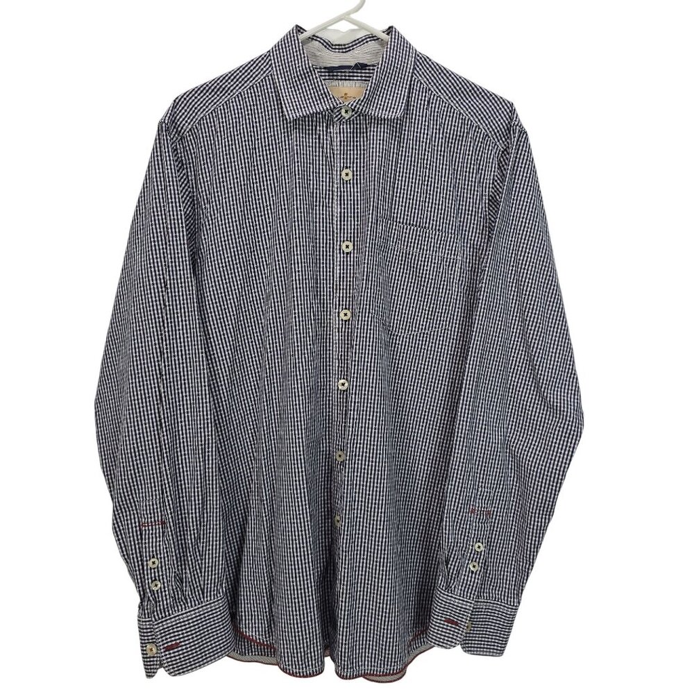 Tommy Bahama Mens Shirt Medium Gingham Button Down Blue LS White Purple
